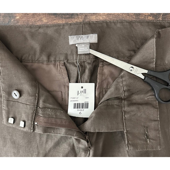 J. Jill NWT Green Brown Midrise Linen Cotton Blend Cropped Relaxed Pants Sz 6 - Picture 5 of 7